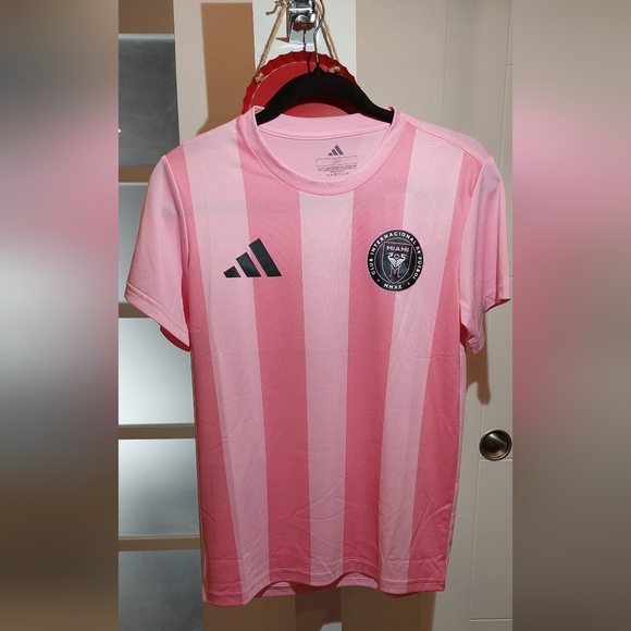 Adidas Messi Other - adidas Pink Striped Soccer Jersey with Club Crest